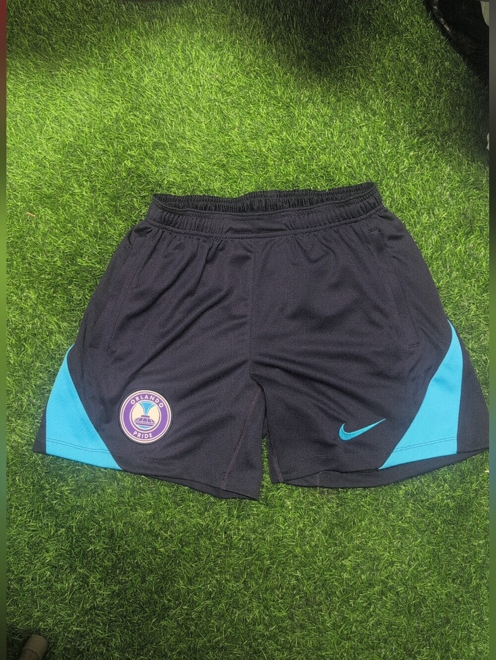 Womens Nike Black & Teal Soccer Shorts with Orlando Pride Patch Size Small NWOT